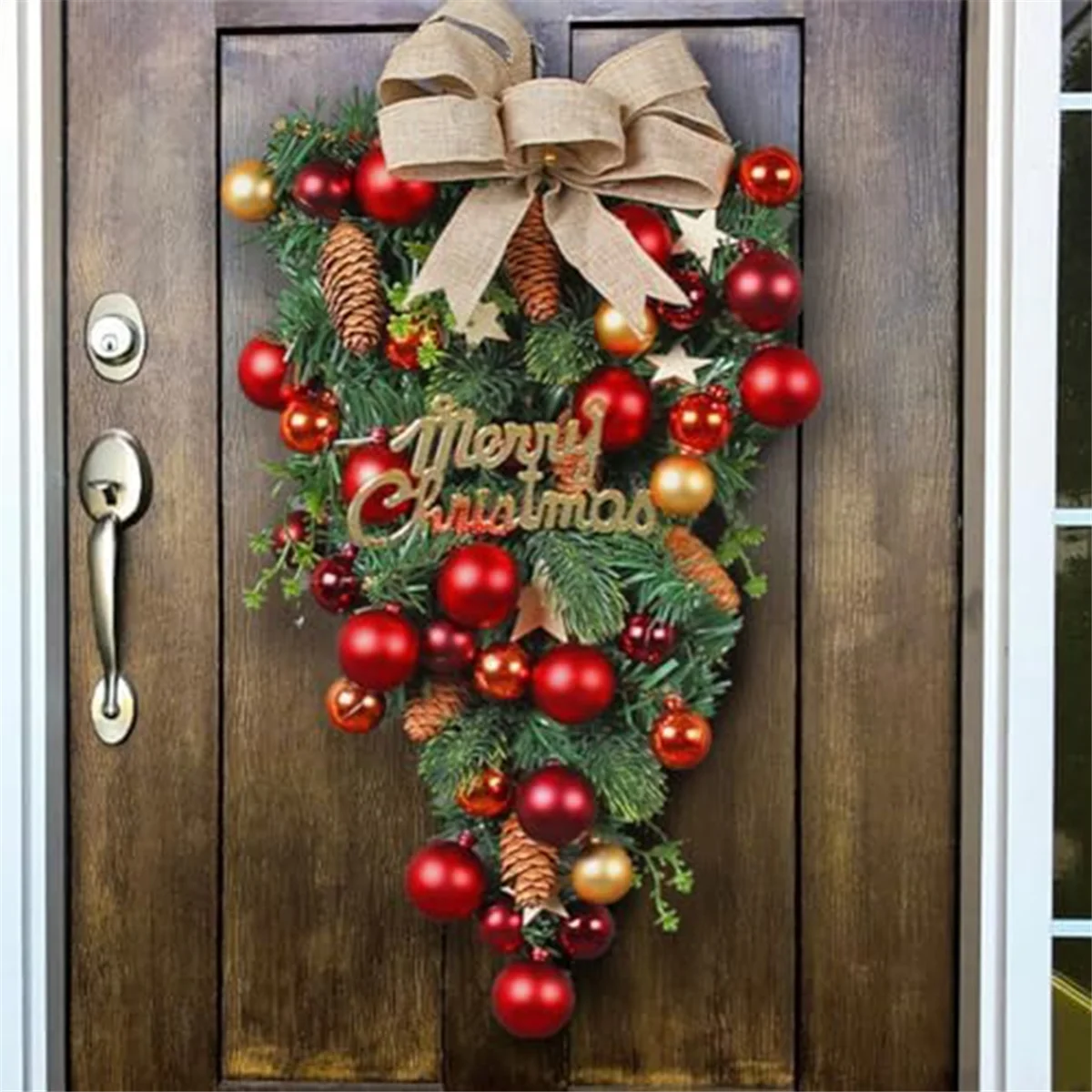 Christmas Tardrop and Wreath for Front Door Winter Christmas Staircase Garland for Christmas Ornaments