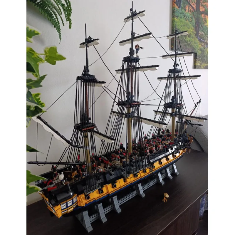 Personnalisé 6029 pièces MOC frégate française HMS Romulus navire de guerre ensemble technique bricolage éducation assemblage Puzzle enfants Puzzle anniversaire jouet cadeau