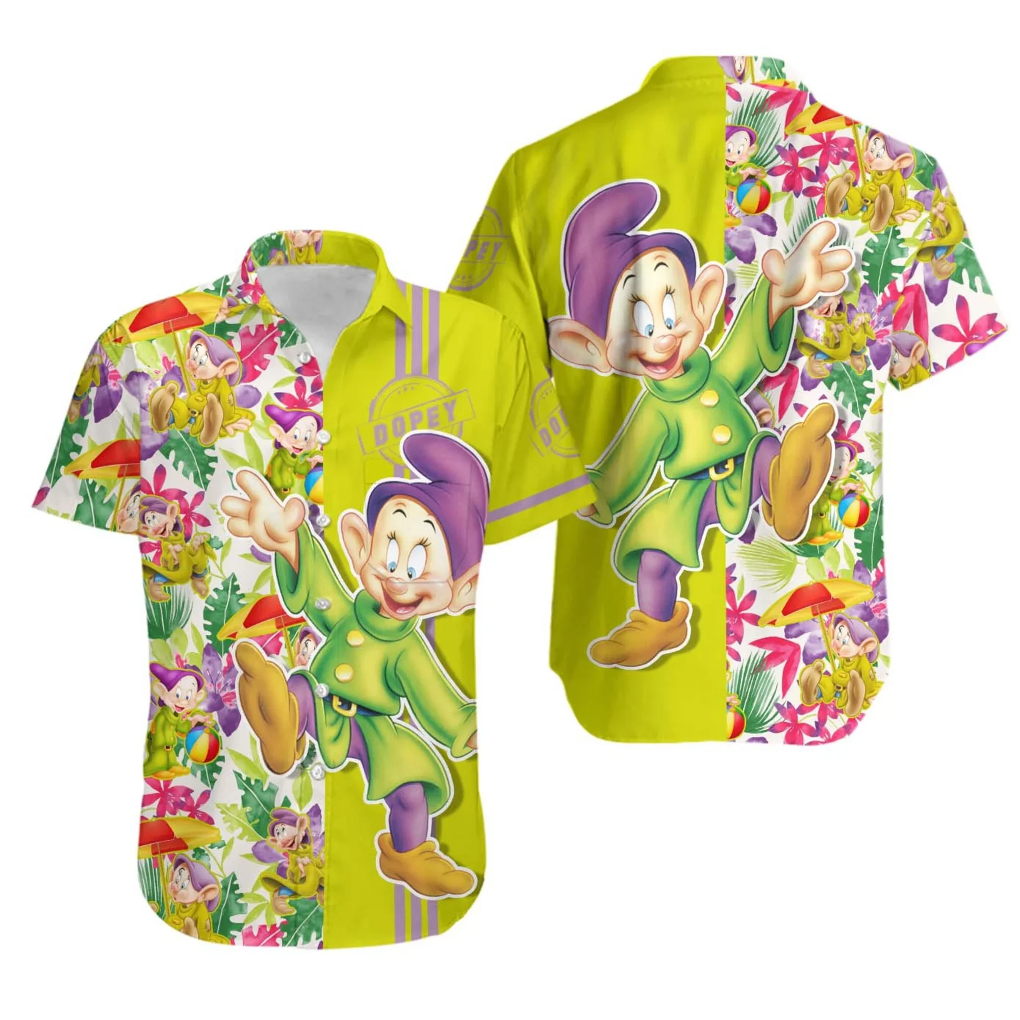 Disney Dopey Dwarf Hawaiian Shirt Men Women Short Sleeve Beach Shirt Disney Hawaiian Shirt Fashion Casual Shirt Top