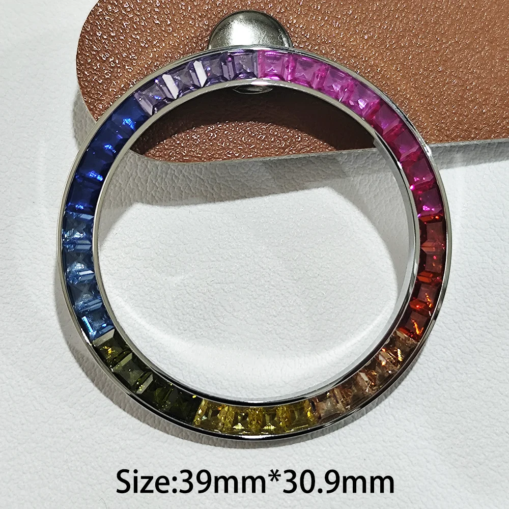 Biseles inclinados de cerámica/Metal, 39,3mm x 31,5mm/38,5x30,5mm, accesorio de repuesto para bisel de reloj para hombre, insertos inclinados, anillo multicolor