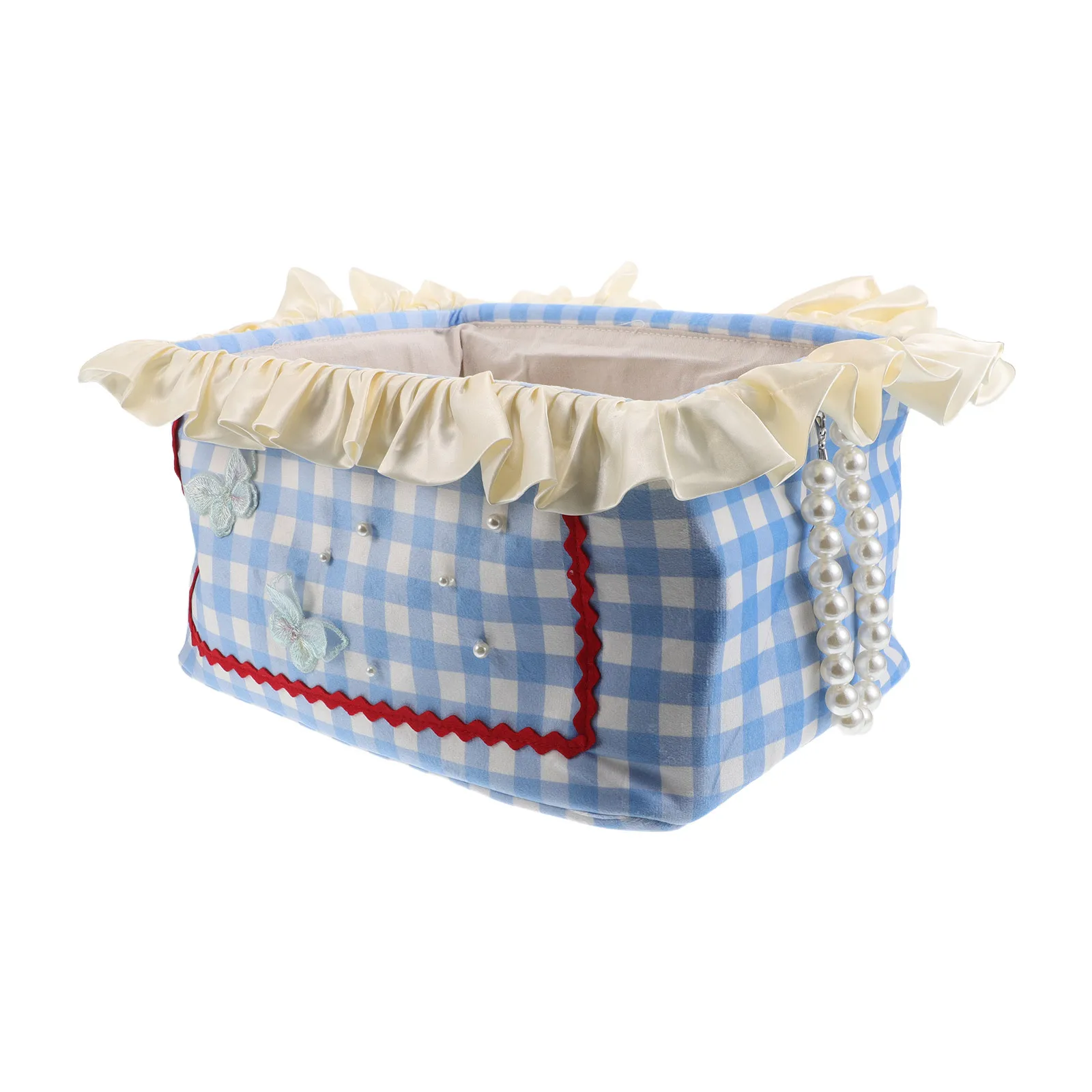 الأميرة نمط سطح المكتب سلة التخزين الدانتيل منقوشة تصميم النسيج المنظم لمكتب القرطاسية أشتات ديكور المنزل والمكتب #1