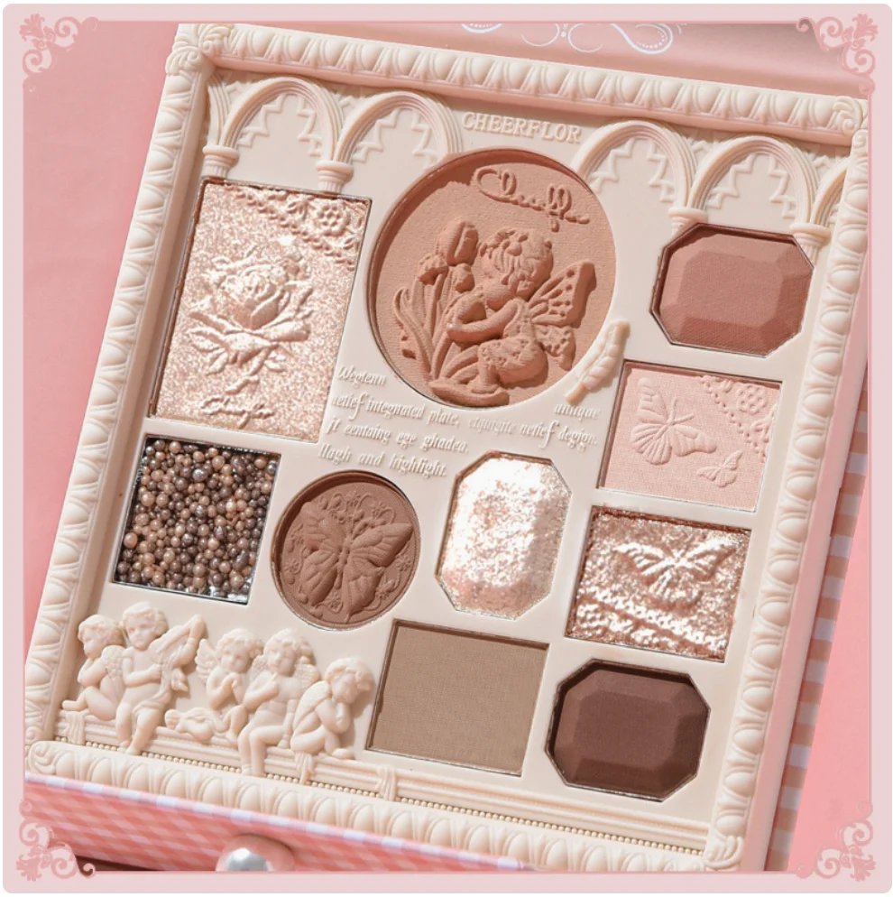 cheerflor EYESHADOW PALETTE Angel relief earth color Highlighter Blush Eye Shadow All in One matte natural color makeup