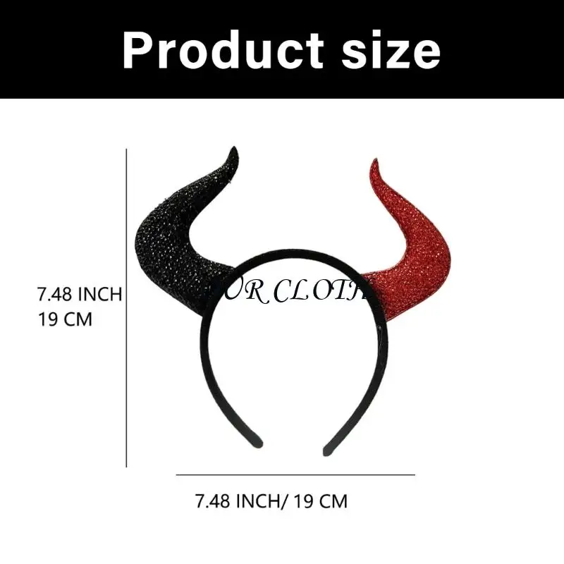 Fashion Devil Horns Headband,Devil Costume for Women Girls,Halloween Fancy Dress Cosplay Hairband Y1AC
