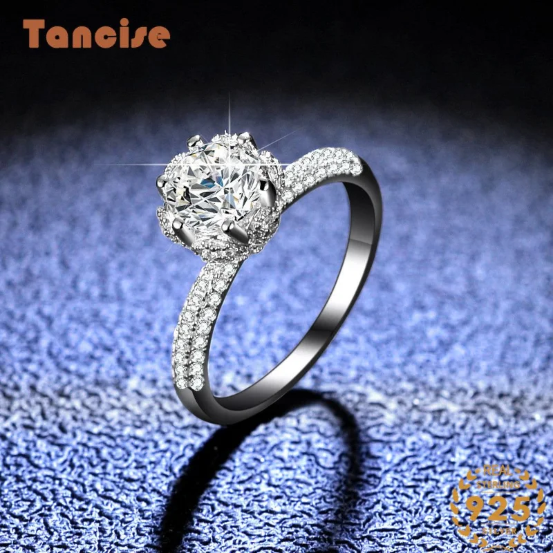 

Tancise Classic 925 Sterling Moissanite Ring for Women Ladies Jewelry Wedding Promise Party Gift