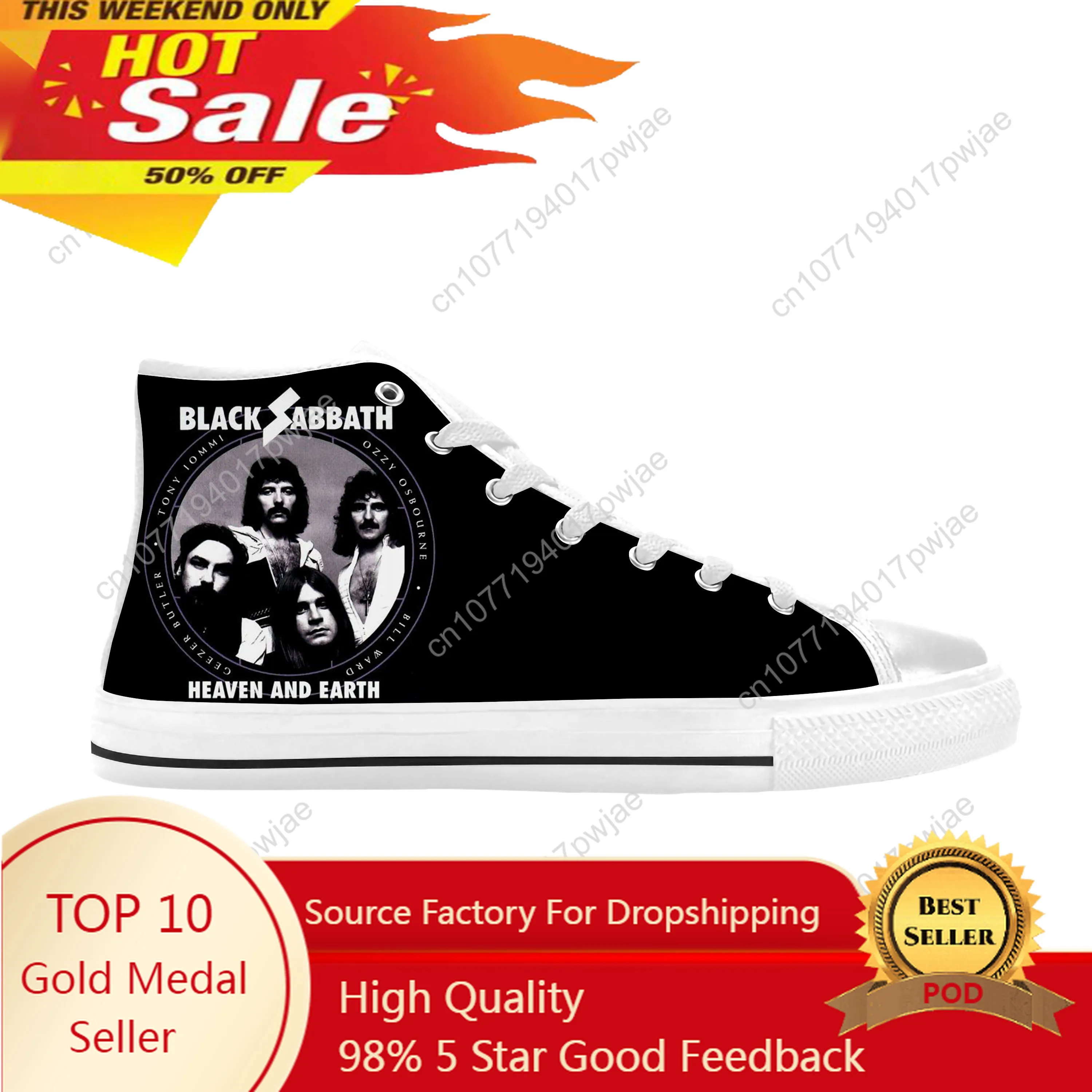 Sabbaths Heavy Metal Rock Band Singer Music Black Casual Cloth Shoes High Top Comfortable Breathable 3D Print Men Women Sneakers