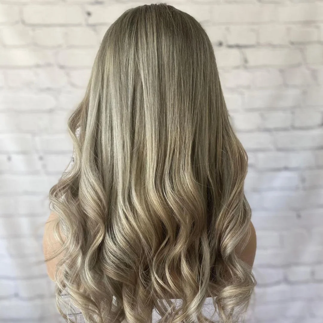 باروكات علوية من الدانتيل الصناعي باللون البني الكراميل مع جذور داكنة، مزيج الألوان العصرية، ألياف سمراء، مظهر واقعي، خط شعر طبيعي