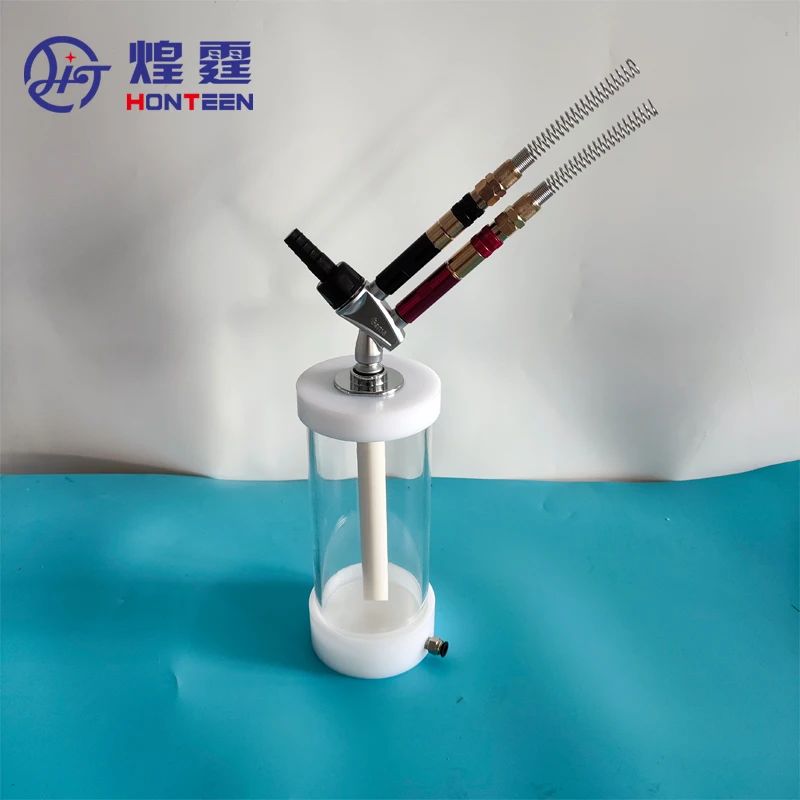 Transparent Mini Fludizing Powder Coating Cup Hopper Barrel With IG06 Powder Injector Pump For Test Powder Painting