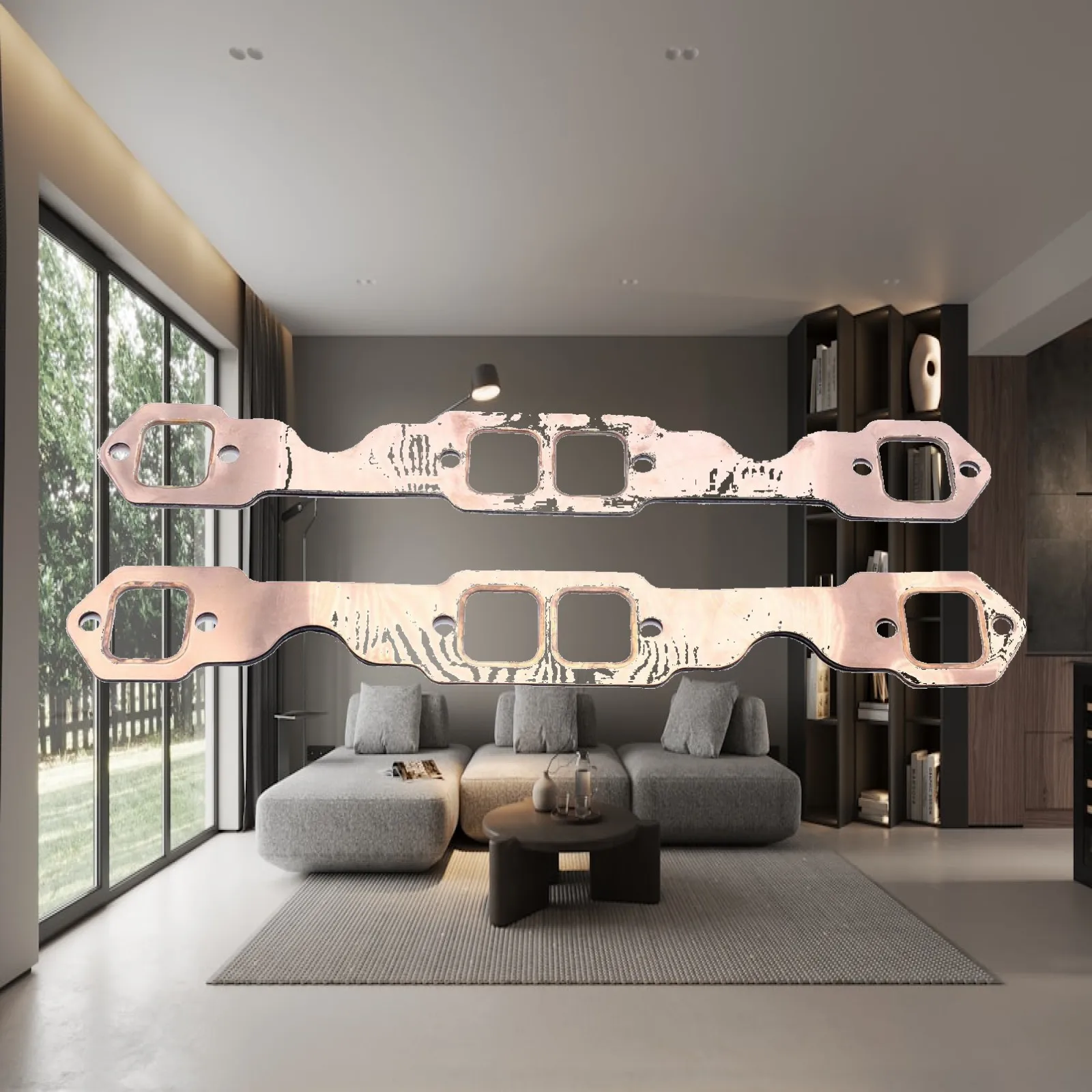 Oval Port Copper Exhaust Gasket Manifold Set High Strength Leak Resistant Seal Replacement for SBC for chevy 283 327 350 383 400