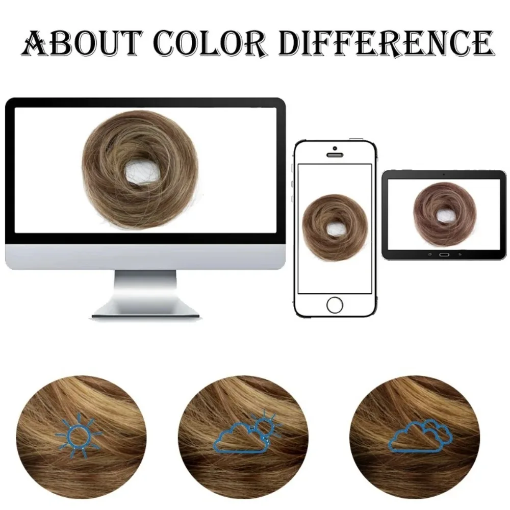 Fashion Fluffy Messy Bun Scrunchies Golden Brown Straight Hair Hair Bun Styling Decoration Elastic Rubber Band Updo Hairstyle