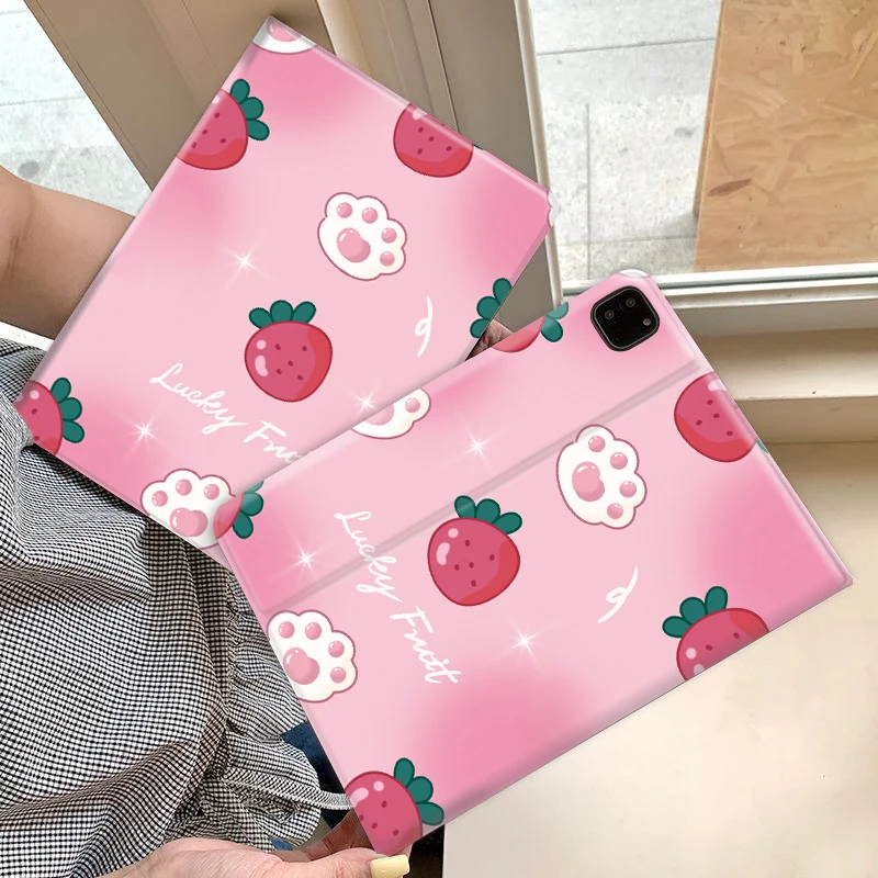 

Pink strawberries TABLET CASE FOR iPad pro 10/11-Inch 2020/6th/7th /8th /Air 3rd/Air 4th/9th gen/Air 5th Gen 2022/Air 25