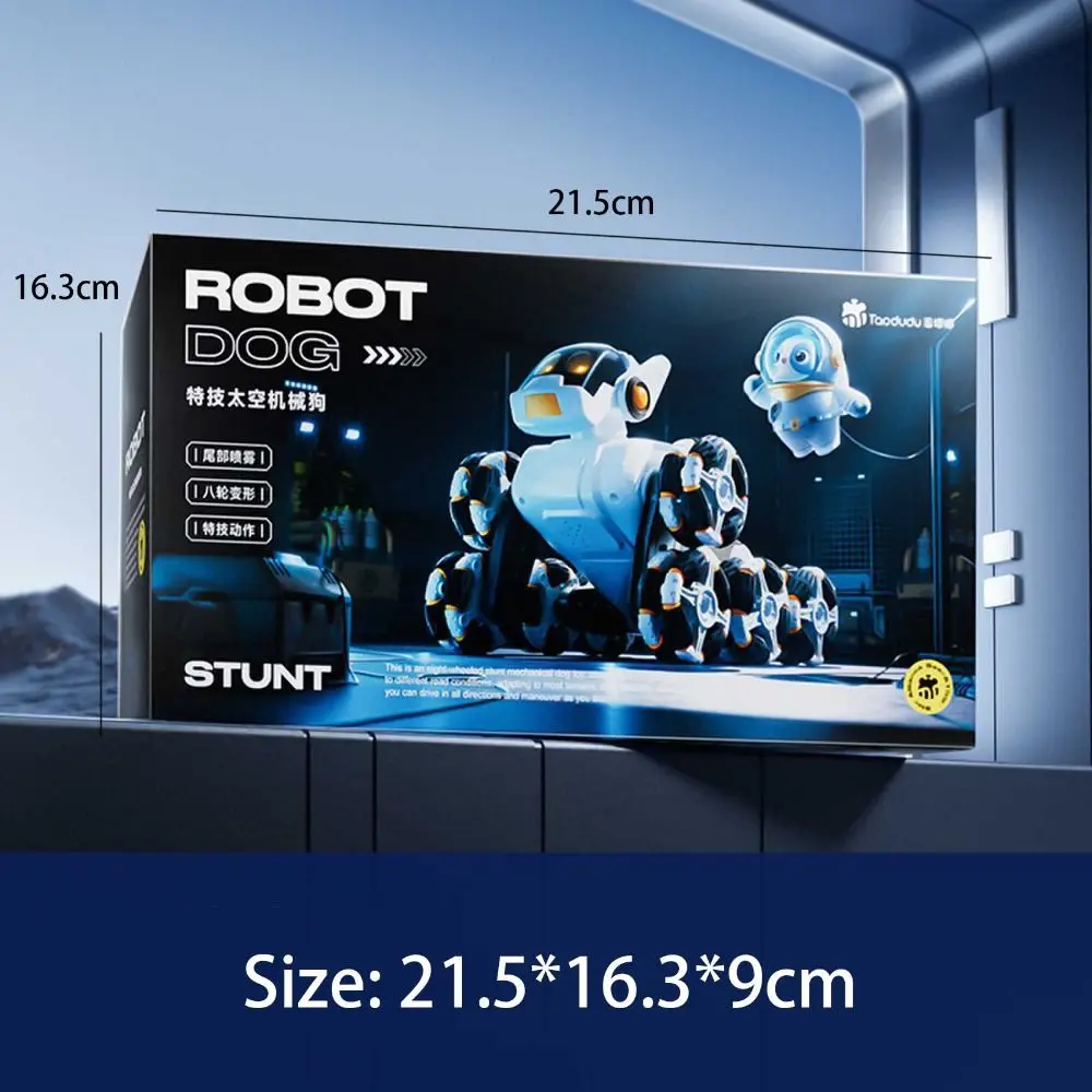 New 2.4G RC AI Robot Plastic Eight Wheeled Remote Control Robot Silver Stunt Drift Robot Dog Children's Gift