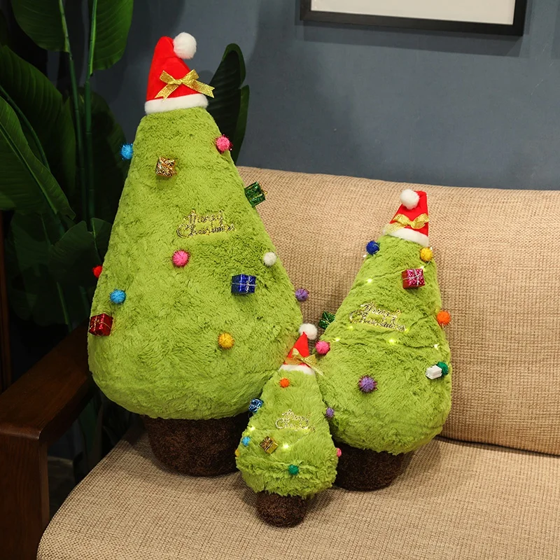 20-100CM Simulation Christmas Tree Plush Toys Cute Evergreen Plush Pillow Dolls Wishing Trees Stuffed Christmas Dress Up Gift