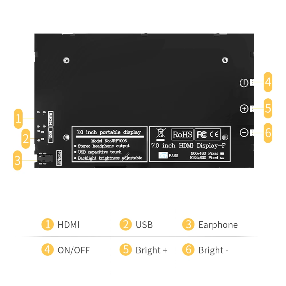 Imagem -02 - Display Compatível com Hdmi para Raspberry pi Módulo Mini pc sem Tela Sensível ao Toque 1024x600 Ips de Alto Pixel 3b 3b Mais 4b 4b Mais Zero 7in