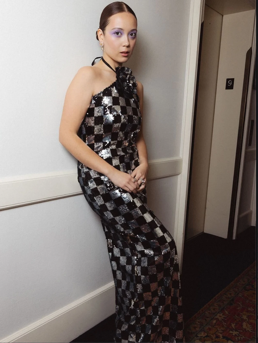 فستان Modphy النسائي المثير بدون ظهر مع رسن منقوش بالترتر فساتين طويلة طويلة 2025 فساتين جديدة للمشاهير أنيقة للحفلات المسائية والنوادي #4