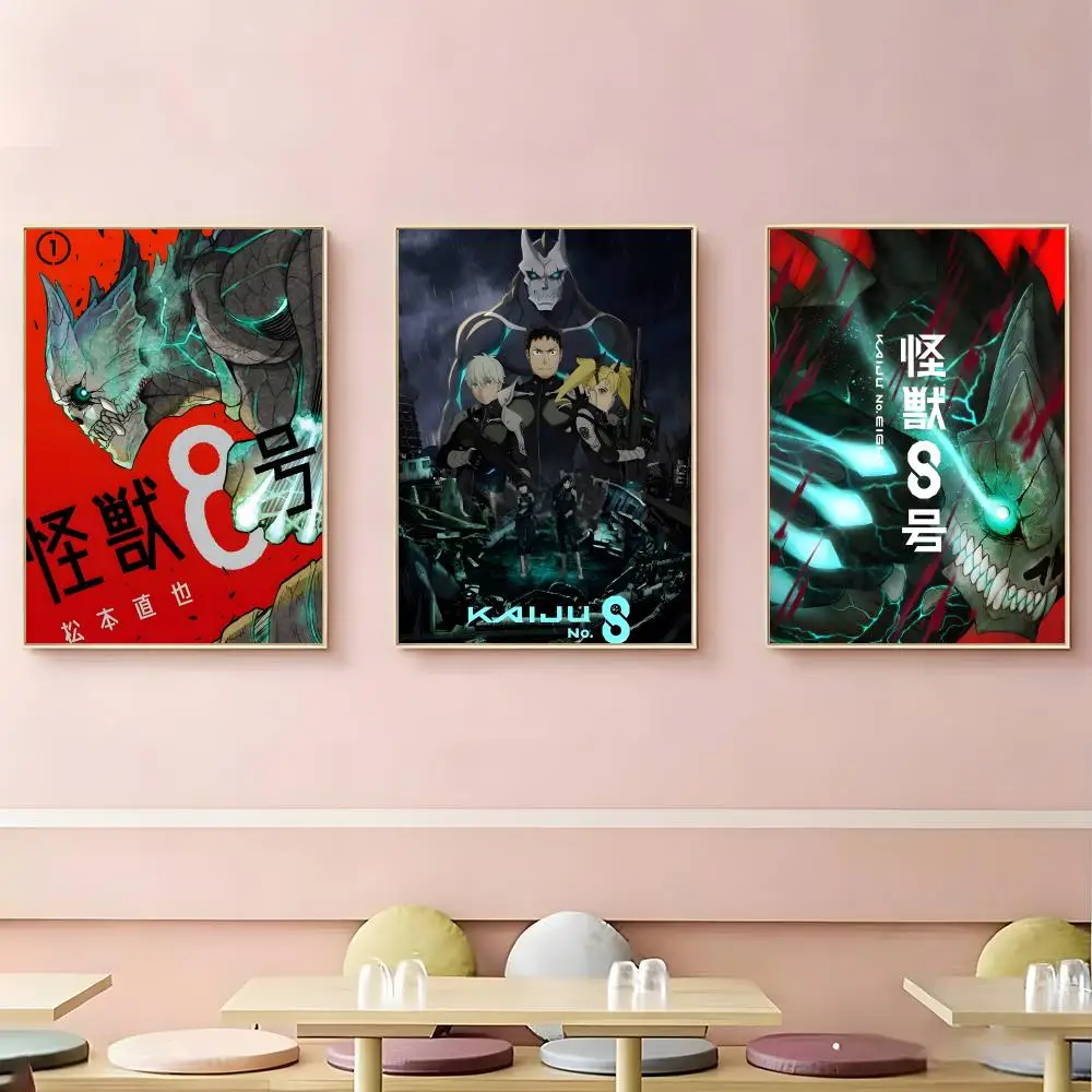 Action Anime Kaiju No. 8 Poster HD Self-Adhesive Waterproof Wall Art Easy to Apply Multi-Scene Decor