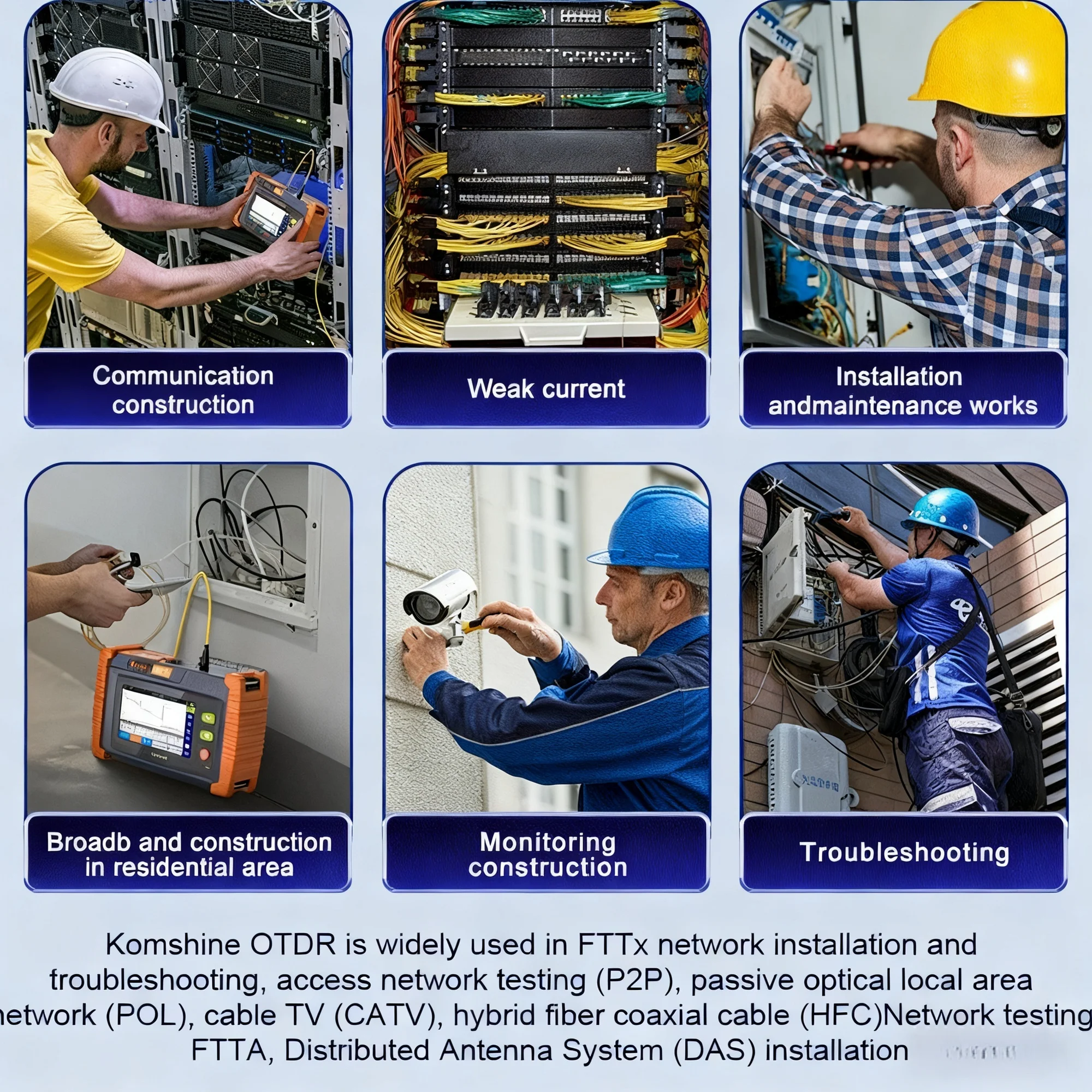KOMSHINE FTTX OTDR QX43 SM/PON Touch Screen OTDR UP to 9 Wavelengths W/OPM, VFL, OLS , RJ45 Function SC/FC Tips Could Change