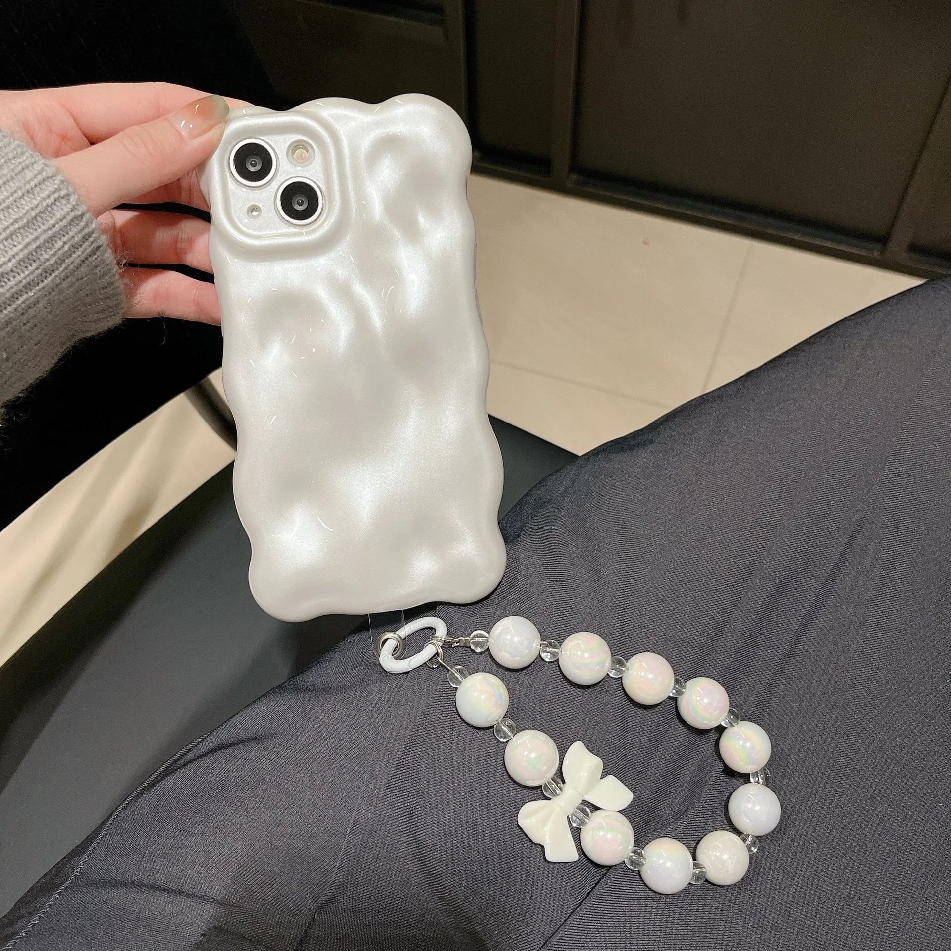 سنو بيرل وايت لطيف أنيق فتاة جراب هاتف آيفون 17 16 15 14 13 12 برو ماكس حافظة لطيف فاخر الكرتون غطاء مقاوم للصدمات #5