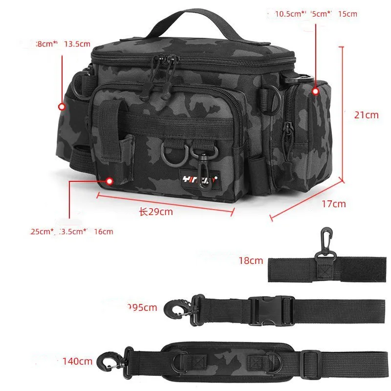 Waterproof Fishing Bag Cross Body Sling Fishing tackle Backpack with Rod Holder Box Storage Military Outdoor Compact Lure Bag