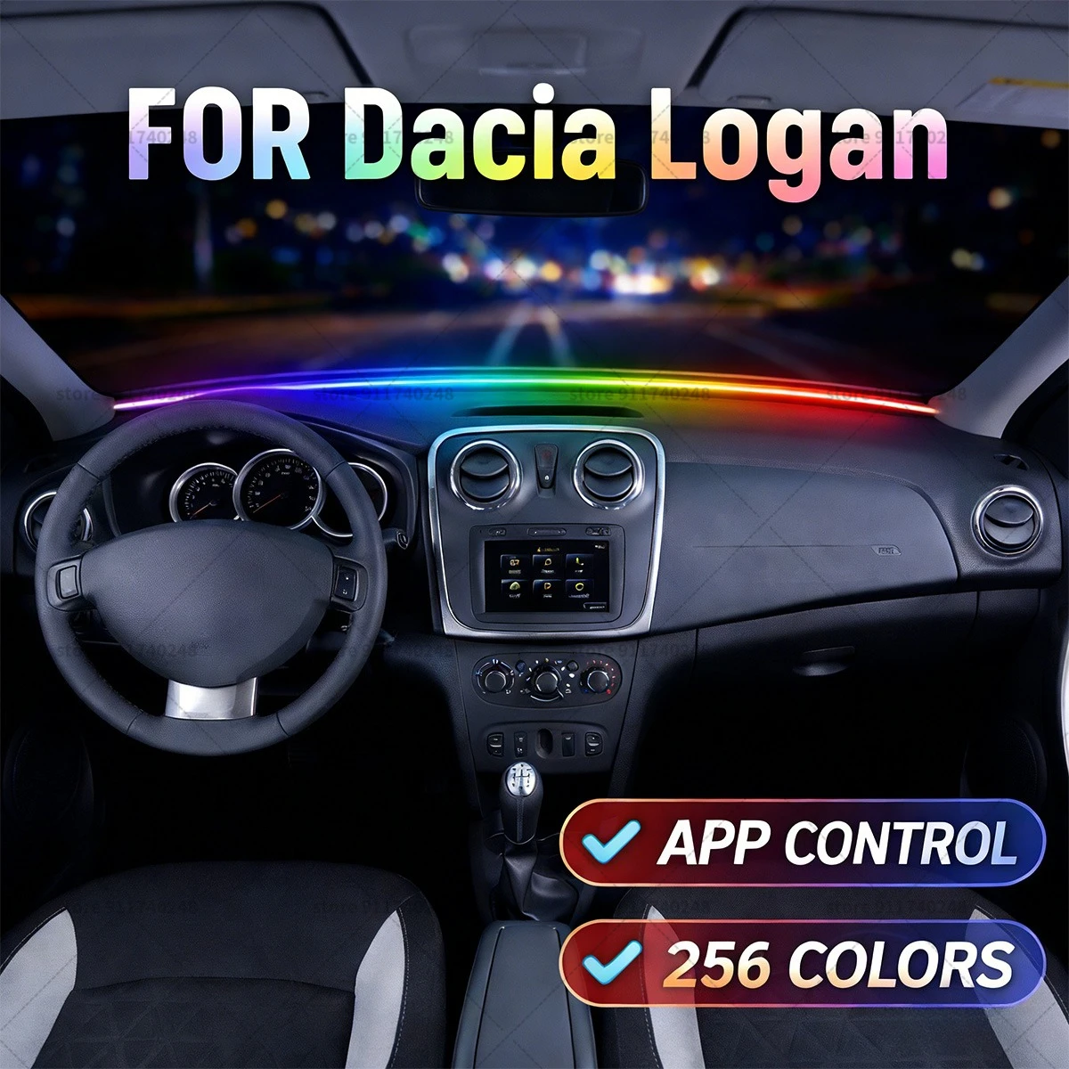

Декоративная световая полоса для автомобиля Dacia Logan, цветная акриловая звукоизоляционная полоса для лобового стекла, атмосферная подсветка