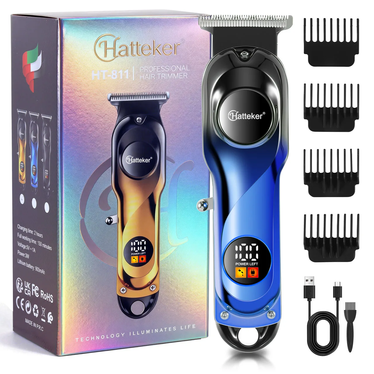 Hatteker Electric Hair Clippers Vintage Men's Barber Shop Oil Head Carving Haircut Machine Professional Hair Trimmers