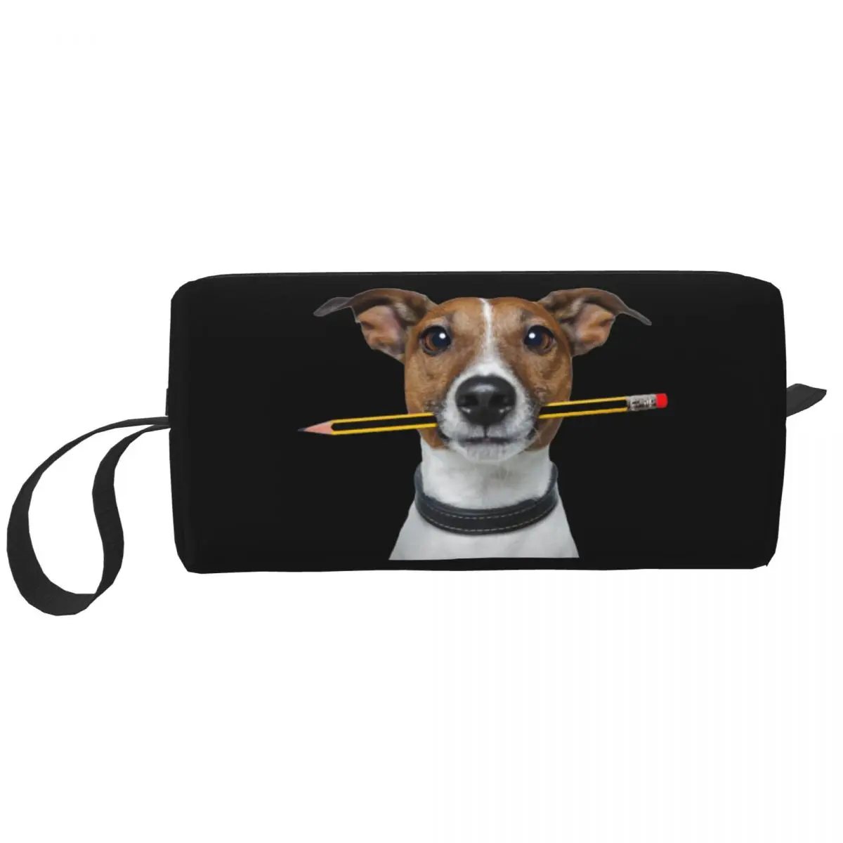 Travel Jack Russell Terrier Dog With Pencil Toiletry Bag Portable Cosmetic Makeup Organizer Women Beauty Storage Dopp Kit Case