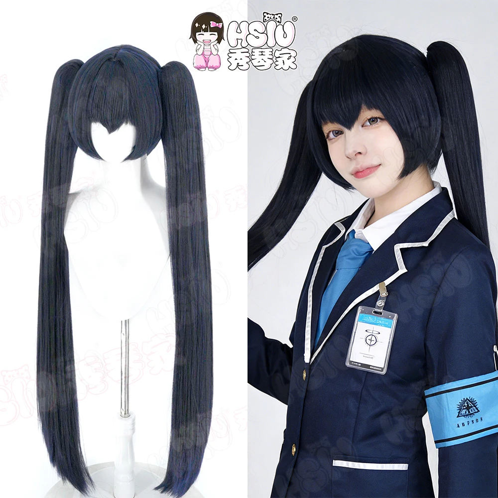 

Kuromi Serika Cosplay Wig HSIU 100CM BLACK BLUE Long hair Heat Resistant Wigs+Wig cap Game Blue Archive Kuromi Serika Cosplay