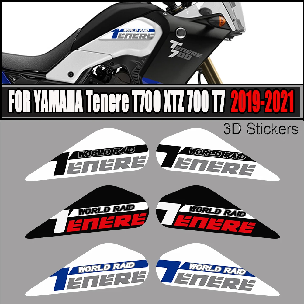 3D Tank Pads Stickers Decal FOR YAMAHA Tenere T700 XTZ 700 T7 Protector Trunk Luggage Motorcycle Fuel Set Kit 2019 2020 2021