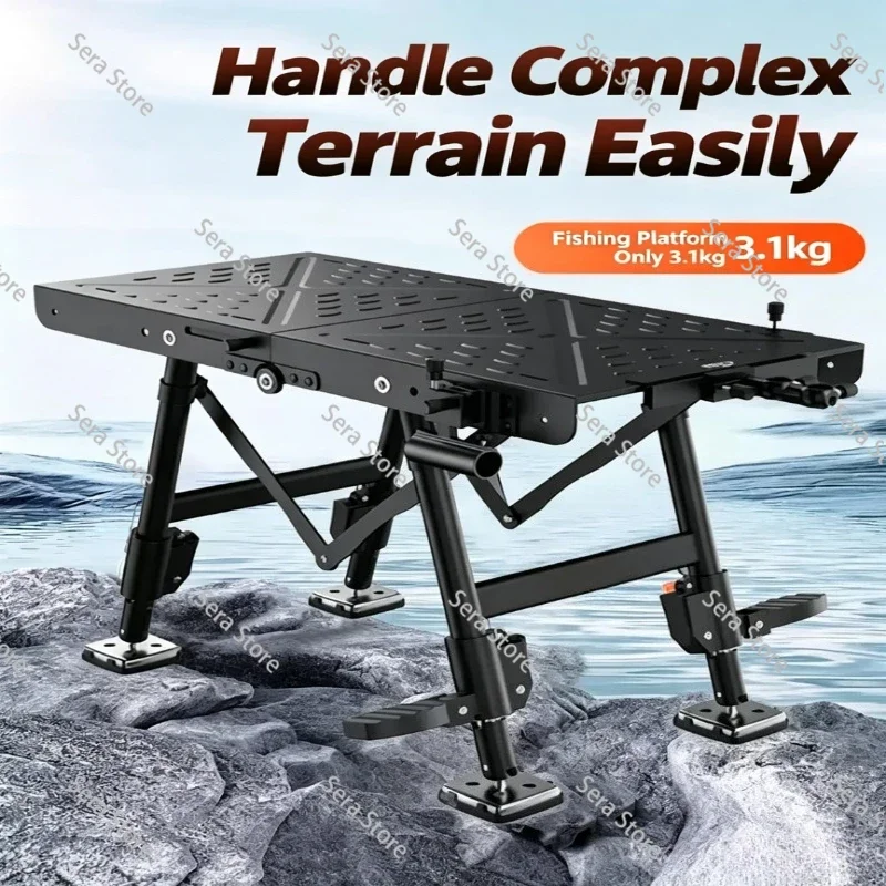 Aluminum Alloy Mini Fishing Platform 3.1KG Ultra‑Light Folding Adjustable Leg Multifunctional Portable Fishing Chair
