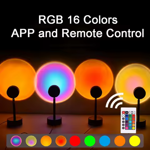 Lâmpada Pôr do Sol com Controle Remoto Luz Noturna USB 16 Cores Ajustáveis para Decoração de Quarto Projetor de Luz