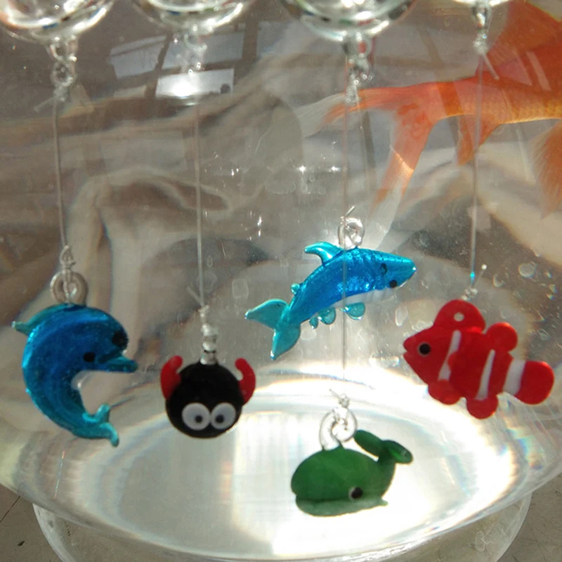 1PC European Style Sea Animal Tiny Statue Fish Floating Glass Tropical Fish Mini Figurine Pendant Aquarium Decoration