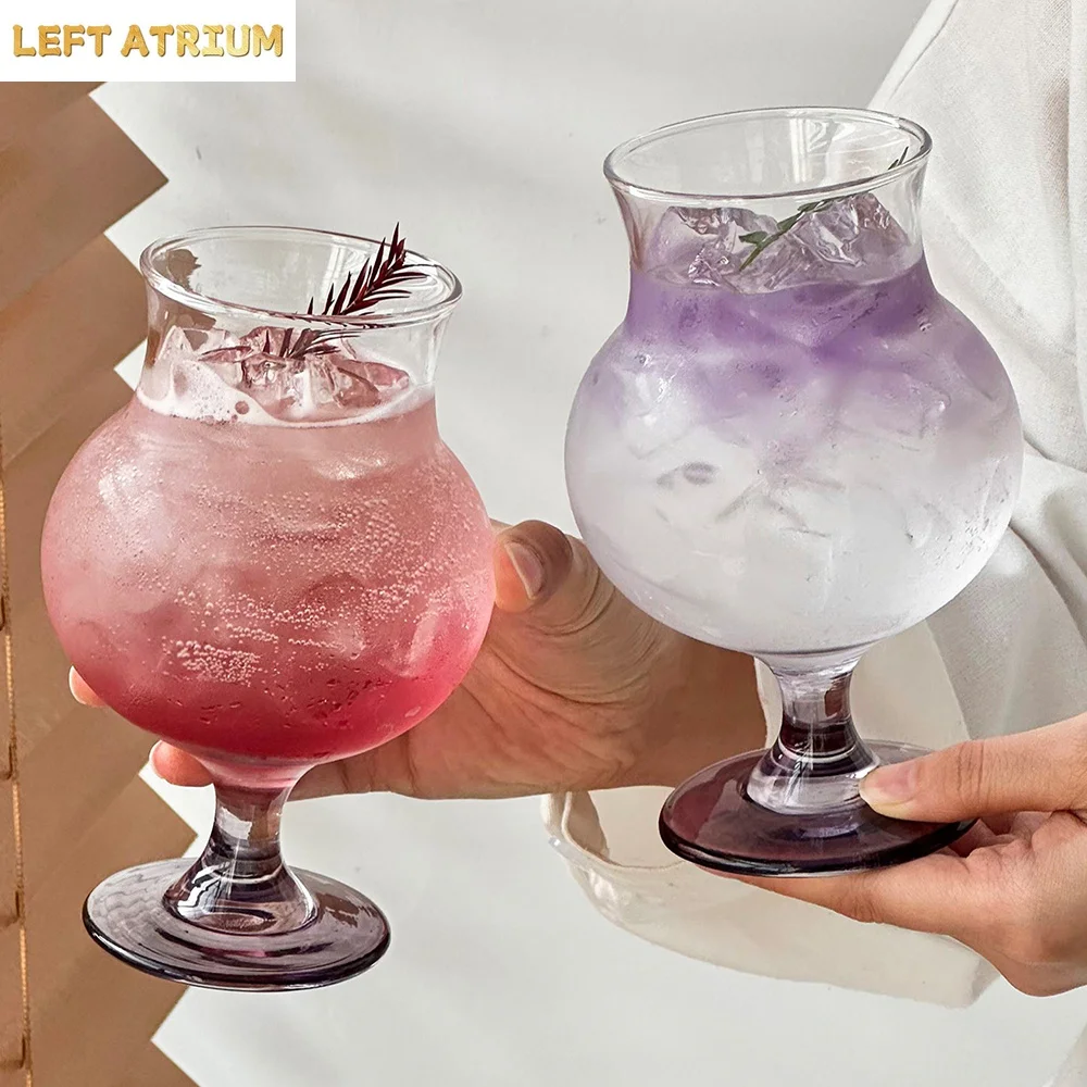 Large Belly Goblet Glass Cups Transparent Fat Tall Cup Home Bar Party Wide Mouth Thickened Cocktail Glasses Beer Juice Cup