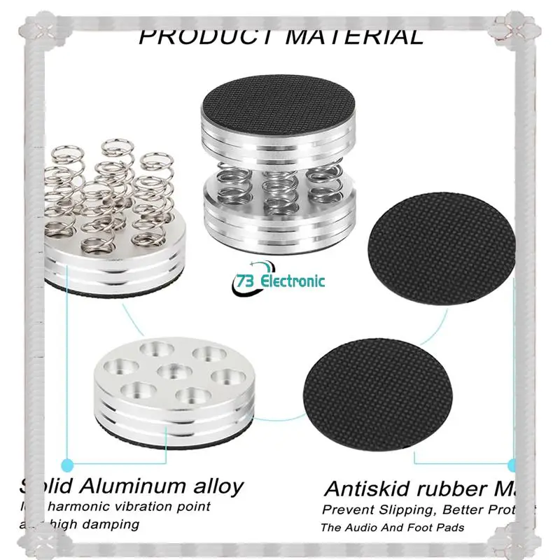 Pés de plaforma de isolamento de alumínio, entrega em 24 horas, 4 peças para amplificador de áudio, alto-falante, reprodutor de plataforma giratória, picos de choque de alta fidelidade, barragem de mola