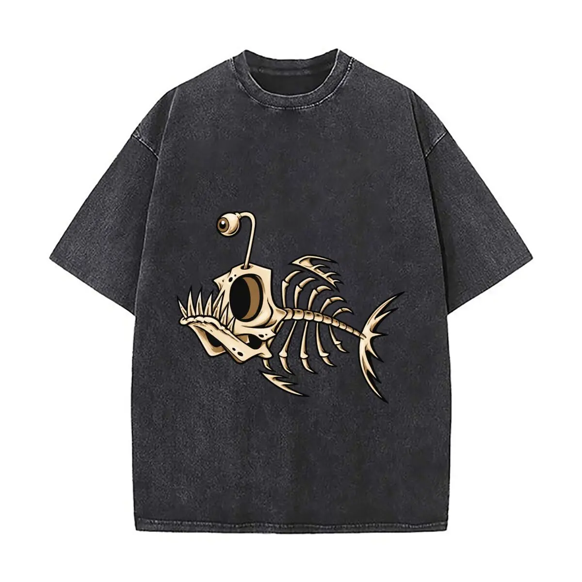 Bonefish Skull Deep Sea Fish Skeleton Funny Angler Design Vintage Distressed Loose Streetwear Tops