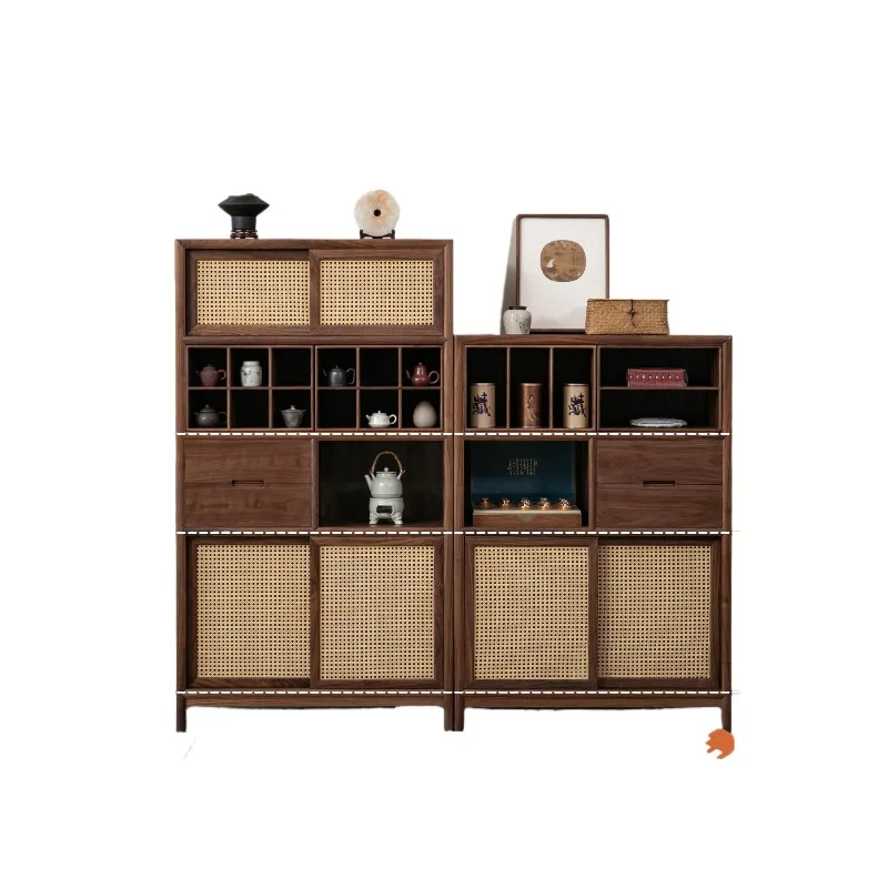 

Новый китайский чайный шкаф-витрина Duobao Pavilion из массива дерева и ротанга для балкона