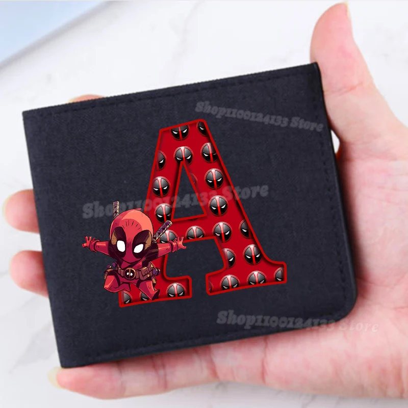 Deadpool-Porte-monnaie pliable pour hommes et enfants, lettres Disney Py, film, dessin animé, imprimé, portefeuille, adulte, portable, carte bancaire, mini sac, garçons, enfants, cadeau