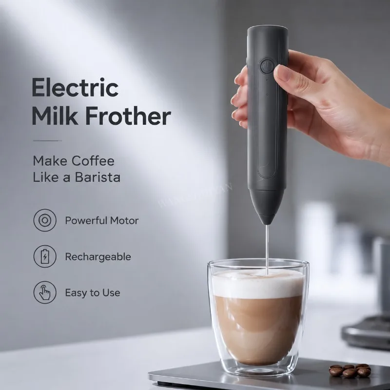 Milk Frother Egg Beater Mini Coffee Whisk Mixer Rechargeable Electric Milk Frother Wireless Milk Foamer Maker Handheld Stirrer