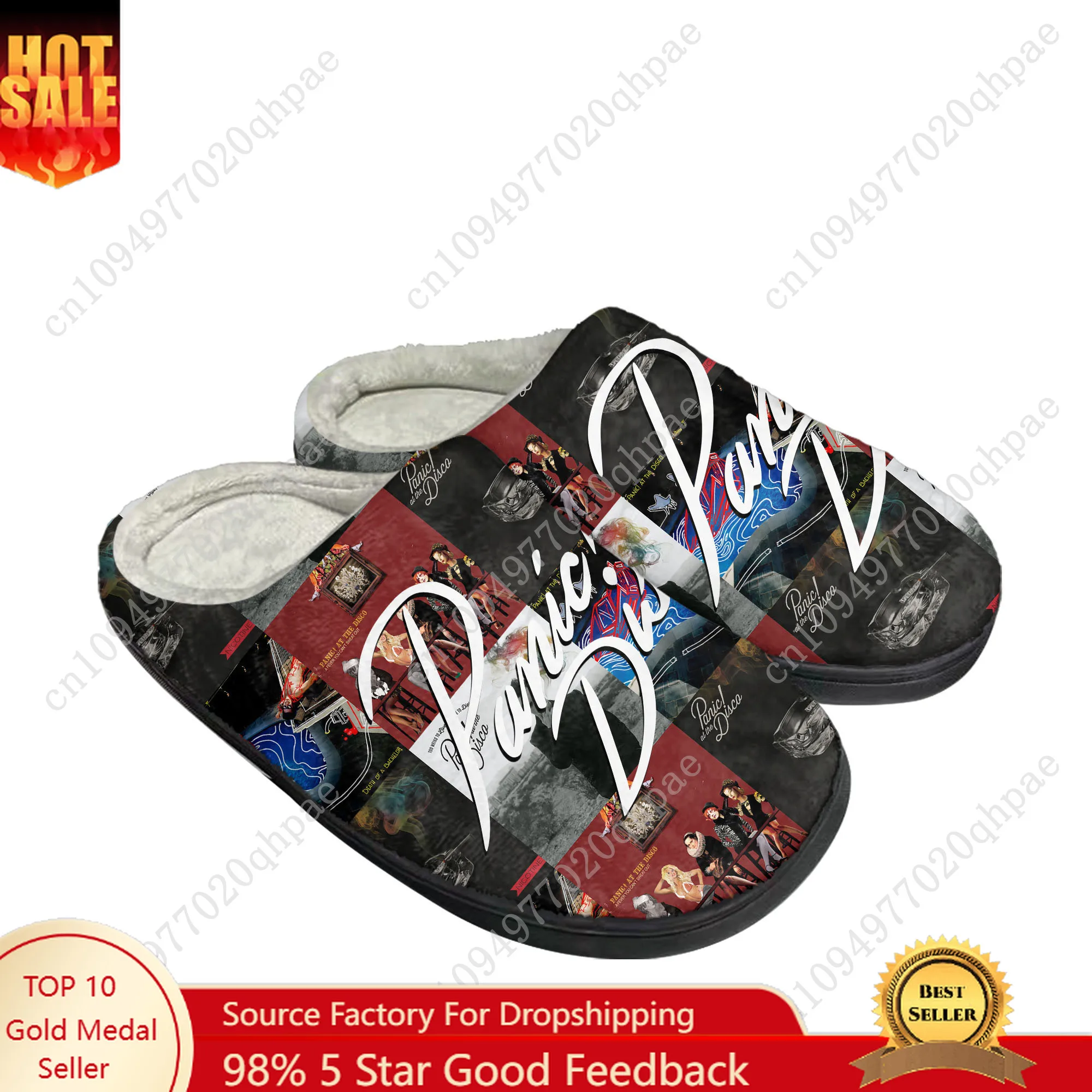 

Panic At The Disco Cotton Slippers High Quality Mens Womens Youth Boy Girl Plush Bedroom Warm Shoes Customized Thermal Slipper