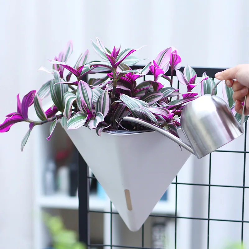 

Triangular Wall Mounted Flower Pot Planters Self Watering Hanging Basin for Plants Lazy Flowerpot Office Home Garden Accessories