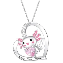 Cute Axolotl Crystal Pendant Necklaces Gifts for Girls Daughter Boys Son Granddaughter Niece Birthday Christmas Graduation Gift