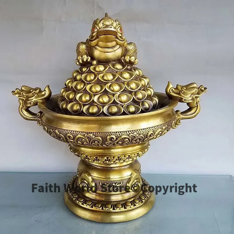 HOME shop efficacious Talisman Bring in wealth Recruit money GOOD LUCK JIN CHAN treasure bowl JU bao pen FENG SHUI Brass statue