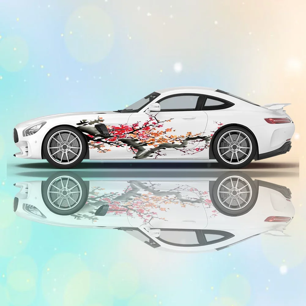 

Plum Blossoms Scattered Car Vinyl Wraps Decal Self-adhesive Anti Scratch Sticker Suitable for Trucks SUV Decor Auto Accessories
