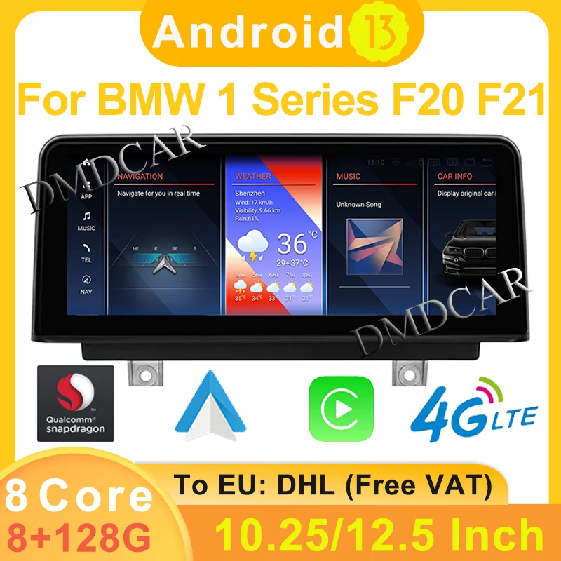 

ID8 Snapdragon Android 13 10,25 дюймов 8G + 256G для BMW 1 серии F20 F21 GPS-Навигационный экран Apple Carplay Auto WIFI 4G 1920*720P