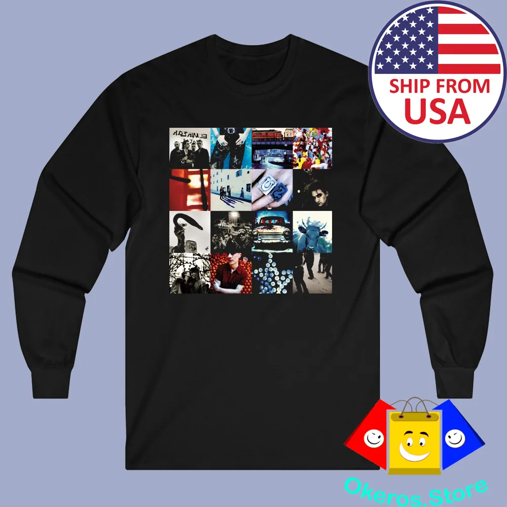 

U2 Achtung Baby Men's Long Sleeve Black T-Shirt Size S to 2XL