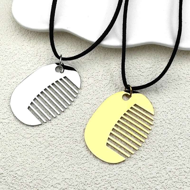 New Fashion Small Comb Pendant Necklace For Women Girls Stainless Steel Silver Color Funny Female Party Chain Jewelry Gifts