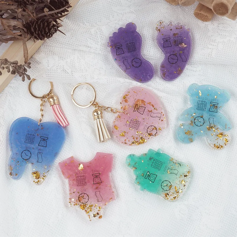 Cute Foot Bear Heart Shape Necklace Pendants Silicone Mold Pendant Epoxy Resin Casting Mould for DIY Keychain Jewelry Making