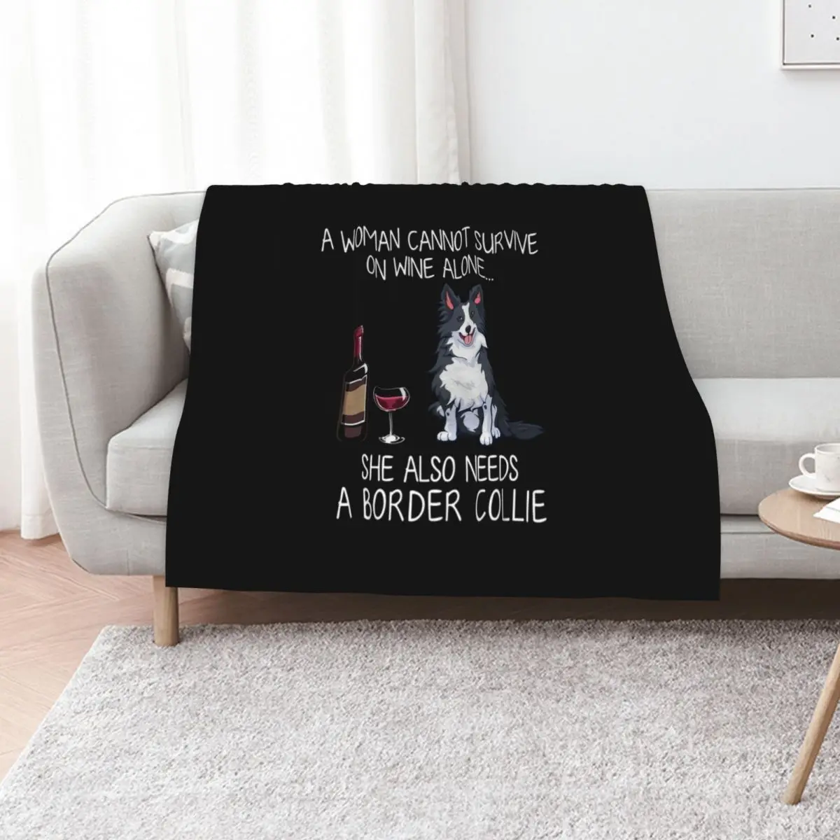 Border Collie and wine Funny dog Throw Blanket wednesday Tourist Sofa Quilt Beautifuls Giant Sofa Blankets