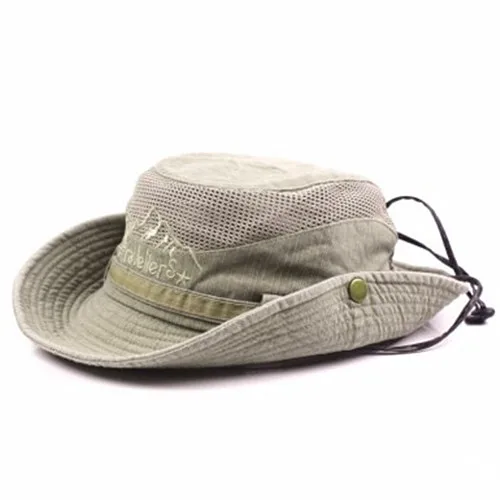 Men\'s Cap Summer Mesh Breathable Retro 100% Cotton Bucket Hat Panama Jungle Fishing Hats Novelty Dad\'s Beach Cap Bucket Hat