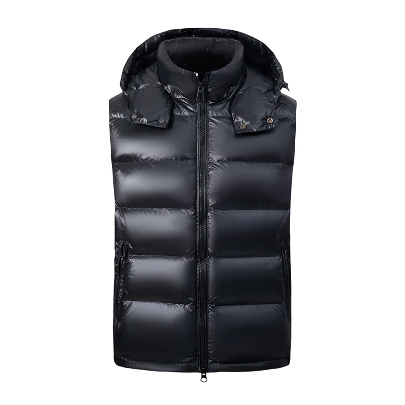 

Genuine 90% Goose Down Jacket Vest Men Winter Luxury Sleeveless Winde-proof Parkas Coat Male Warm Goose Down Hooded Coat