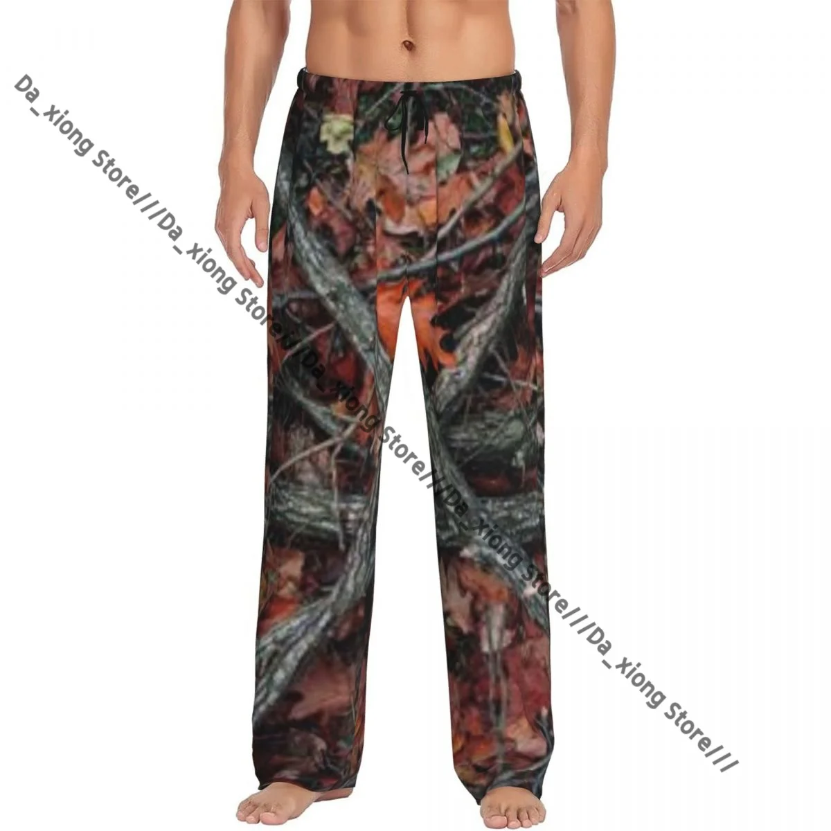 

Мужская одежда для сна, свободные брюки для сна, пижамы с разбитыми ветвями и листьями, длинные штаны для отдыха, повседневная домашняя одежда