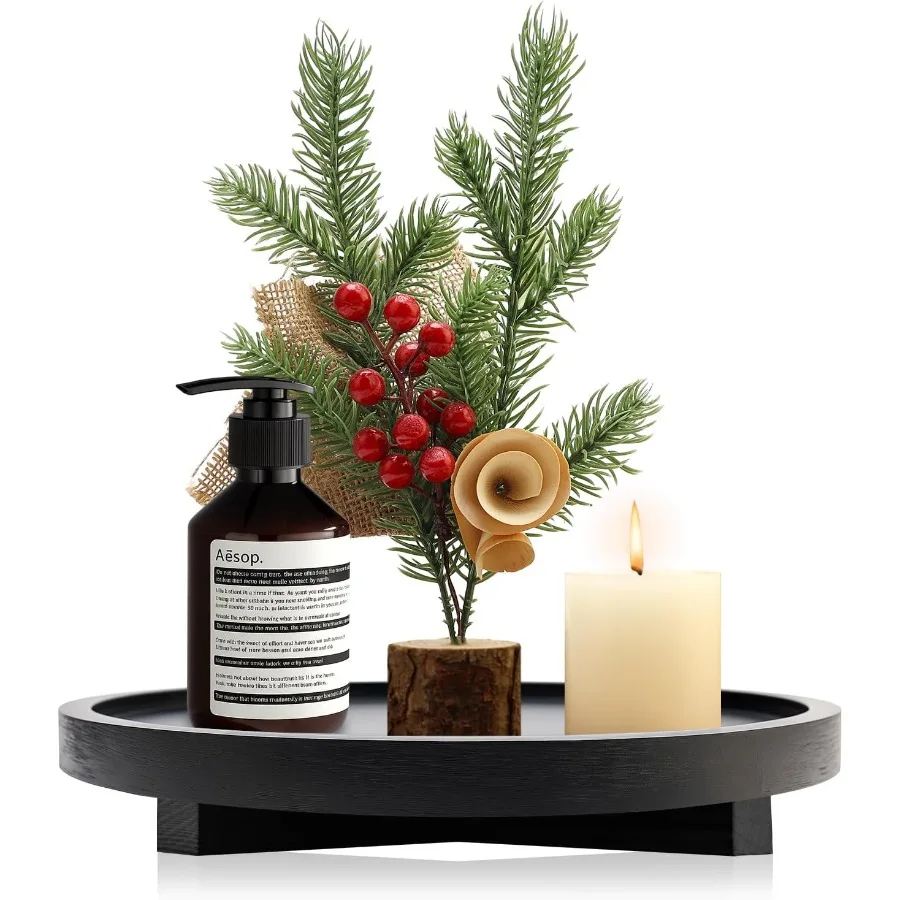 

Черный декоративный деревянный поднос для кухонной стойки, аксессуары для ванной комнаты, подносы для раковины, деревянная подставка для свечи, подставка для Pe